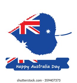 Abstract background design for Happy 26 January of Australia day. Leaves shape flag.