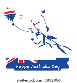 Abstract background design for Happy 26 January of Australia day. Leaves shape flag.