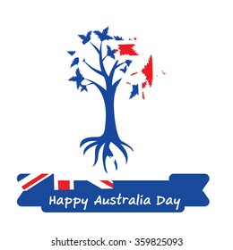 Abstract background design for Happy 26 January of Australia day. Leaves shape flag.