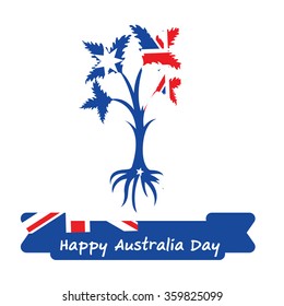 Abstract background design for Happy 26 January of Australia day. Leaves shape flag.