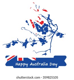 Abstract background design for Happy 26 January of Australia day. Leaves shape flag.