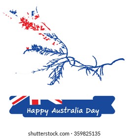 Abstract background design for Happy 26 January of Australia day. Leaves shape flag.