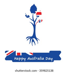Abstract background design for Happy 26 January of Australia day. Leaves shape flag.