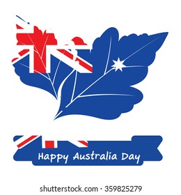 Abstract background design for Happy 26 January of Australia day. Leaves shape flag.