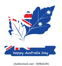 Abstract background design for Happy 26 January of Australia day. Leaves shape flag.