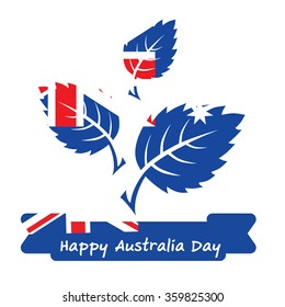 Abstract background design for Happy 26 January of Australia day. Leaves shape flag.