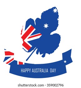 Abstract background design for Happy Australia Day.26 January of Australia day. Leaves shape flag.