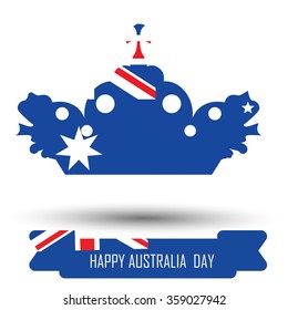 Abstract background design for Happy Australia Day. Crown shape flag