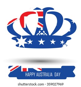 Abstract background design for Happy Australia Day. Crown shape flag