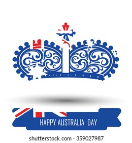 Abstract background design for Happy Australia Day. Crown shape flag