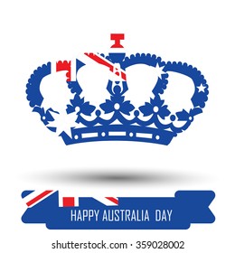 Abstract background design for Happy Australia Day. Crown shape flag