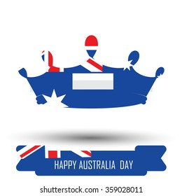 Abstract background design for Happy Australia Day. Crown shape flag