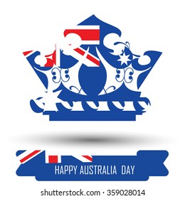 Abstract background design for Happy Australia Day. Crown shape flag