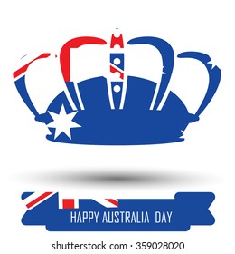 Abstract background design for Happy Australia Day. Crown shape flag