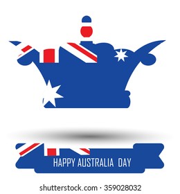 Abstract background design for Happy Australia Day. Crown shape flag