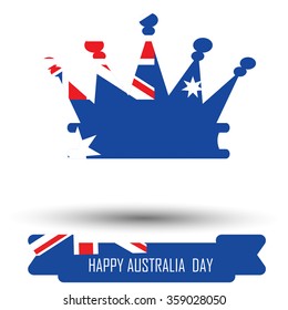 Abstract background design for Happy Australia Day. Crown shape flag