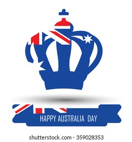 Abstract background design for Happy Australia Day. Crown shape flag