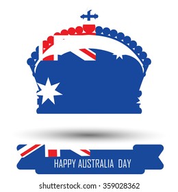 Abstract background design for Happy Australia Day. Crown shape flag
