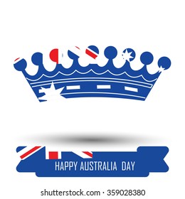 Abstract background design for Happy Australia Day. Crown shape flag