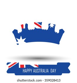 Abstract background design for Happy Australia Day. Crown shape flag