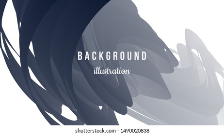 Abstract background design illustration. Halftone gray gradient lines on white backdrop. Wavy 3d shape. Eps10 vector.