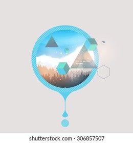 Abstract background design with landscape illustration. Eps 10