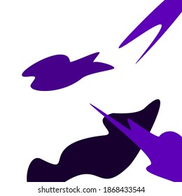 Abstraktes Hintergrunddesign wie eine Vogelform, die fast vom Blitz getroffen wurde.