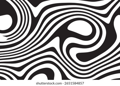 Abstract background design with line liquify effect in black and white color