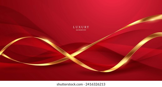 Abstract background design modern red and gold geometric elements vector illustration