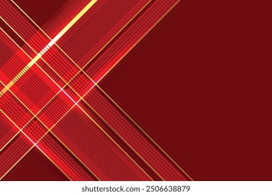 Abstract background design modern red and gold geometric elements vector