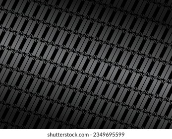 Abstract background design. Modern wavy lines pattern (guilloche curves) in monochrome colors. Premium line texture for banners, banners, business backgrounds. Dark horizontal vector template.