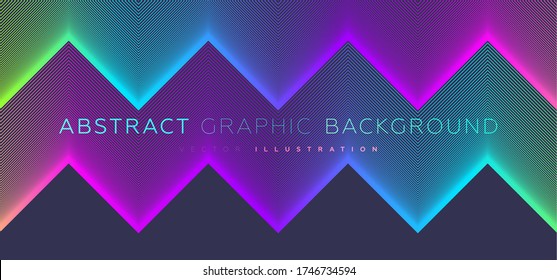 Abstract background design with neon iridescent color lines. Trendy modern geometric style. Eps10 vector.
