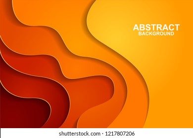 Diseño de fondo abstracto con formas de corte de papel naranja. Ilustración vectorial de corte de papel para banner, presentación e invitación. Arte de papel y estilo artesanal.