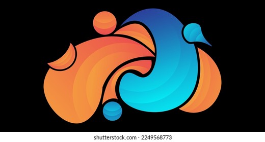 Abstract Background design with organic shapes orange and blue