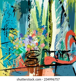 abstract background design, with paint strokes and splashes