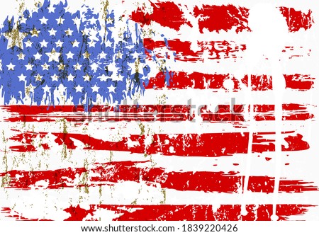 abstract background design, with paint strokes, splashes, stars and stripes, grungy, USA flag