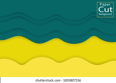 Abstraktes Hintergrunddesign mit papierschneidenden Formen. Papierschnitt, Vektorgrafik für Banner, Präsentationen und Einladungen. Papierkunst und Handwerk.
