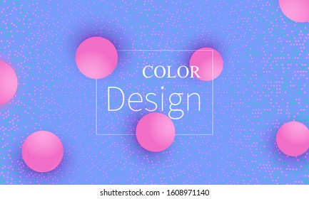 Abstract background design. Pink balls. Fluid pattern. 3d geometric shapes. Vector. Color abstract background.