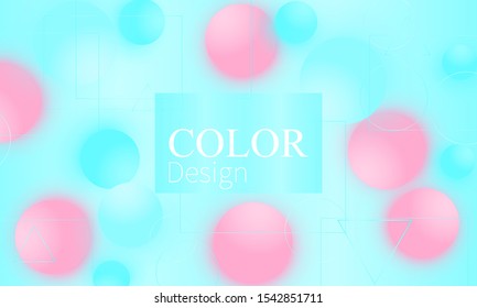Abstract background design. Pink and blue balls. Fluid pattern. 3d geometric shapes. Vector. Color abstract background.