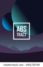 Resumen de diseño de fondo con planetas y montañas, Tema de arte y fondo de pantalla Ilustración vectorial