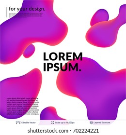 Abstract background design. Plastic liquid colorful shapes and text. Vector illustration.