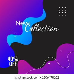 Resumen de diseño de fondo con forma de líquido y líquido morado y azul para tu publicación en medios sociales, pancarta, pegatina, afiche y calendario