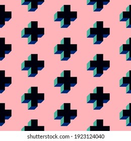 Abstract background design retro colors. Geometric seamless patterns popular vector. Art mural cross 3d shapes. 