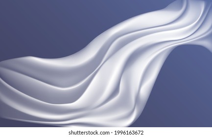 Fondo abstracto para el diseño. Tejidos satinados y blancos sobre un fondo azul claro.