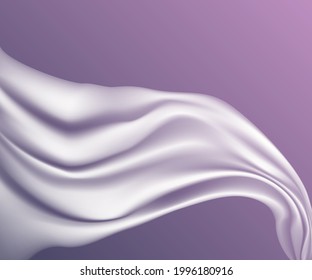 Fondo abstracto para el diseño. Tejidos satinados y blancos sobre un fondo lila.