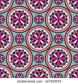 Abstract Background For Design. Seamless Pattern With Floral Circle Ornament