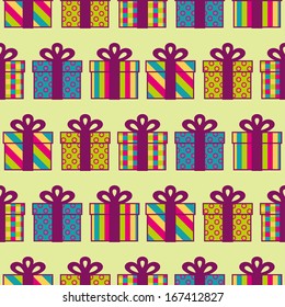 Abstract Background For Design. Seamless Pattern With Gift Boxes