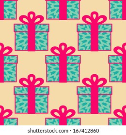 Abstract Background For Design. Seamless Pattern With Gift Boxes