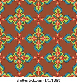 Abstract Background For Design. Seamless Pattern With Floral Ethnic Ornament