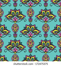 Abstract Background For Design. Seamless Pattern With Floral Ethnic Ornament